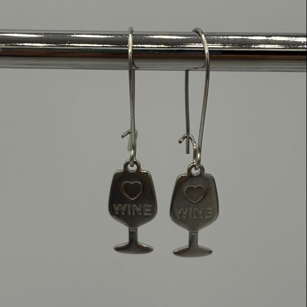 Wine Glass Stainless Steel Earrings