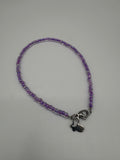 Amethyst Charm 11" Beaded Stainless Steel Anklet