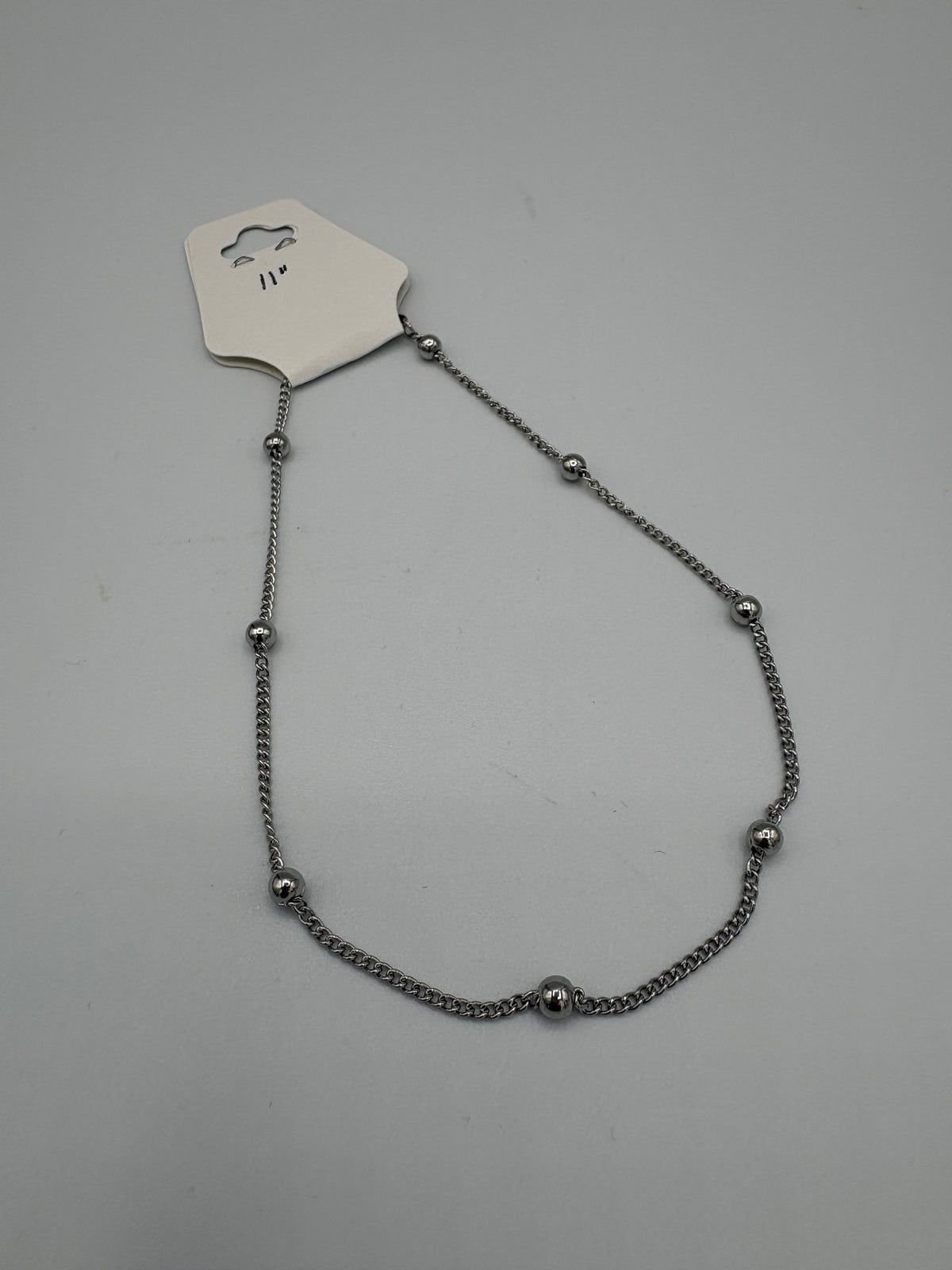 Pure Beaded Chain 11" Stainless Steel Anklet