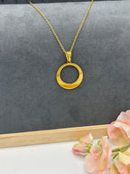Gold Statement Hoop 20" Stainless Steel Necklace