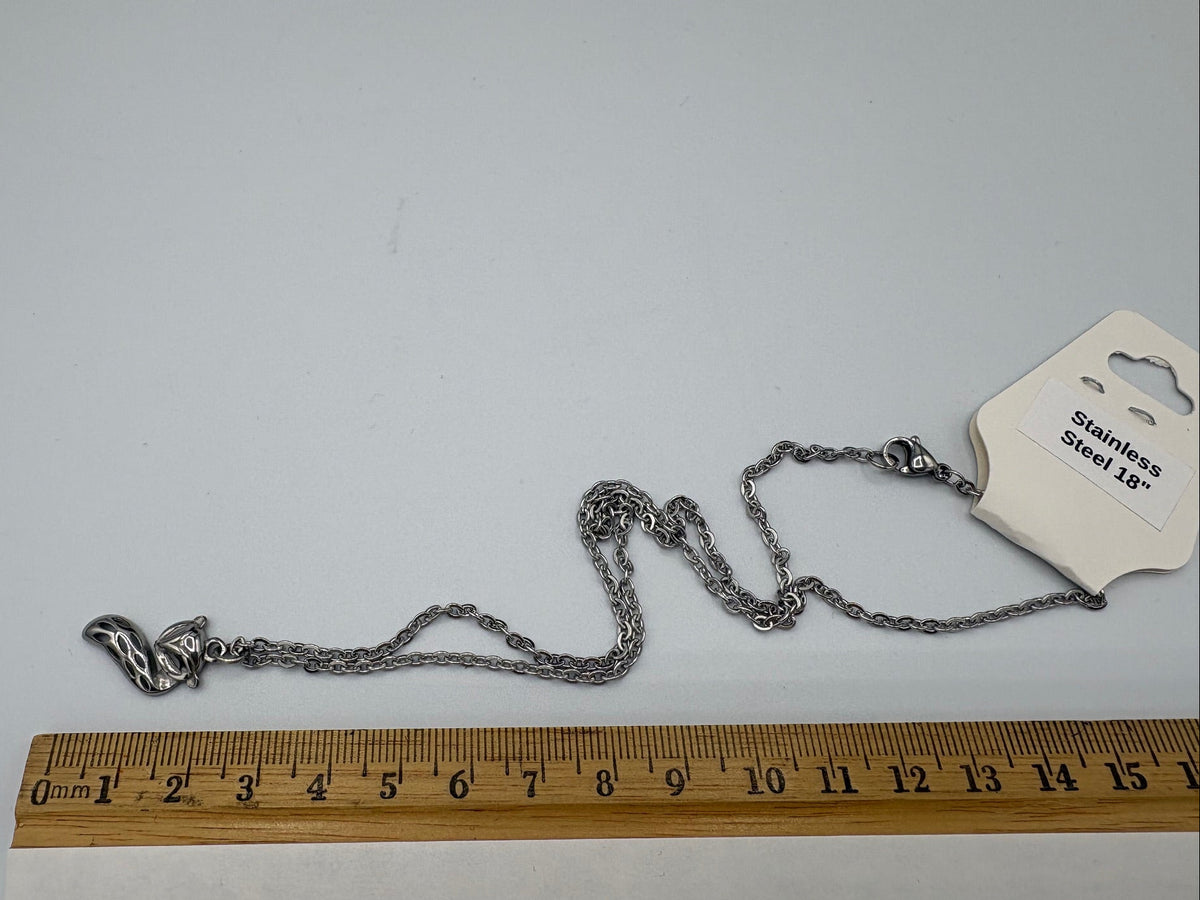 Charming Silver Fox 18" Stainless Steel Necklace