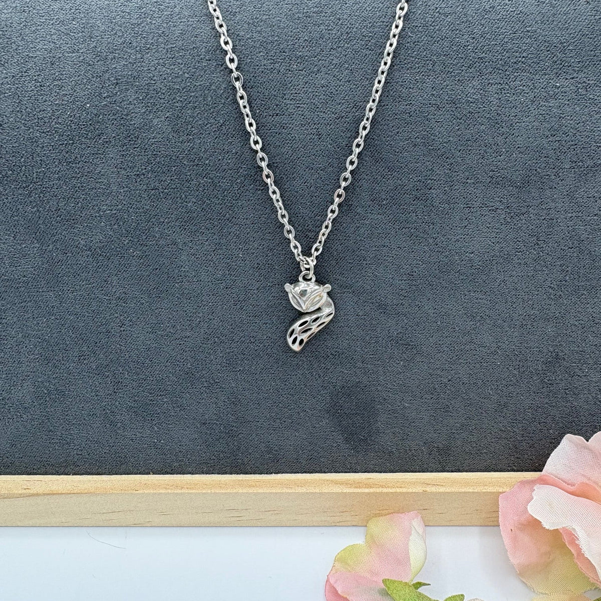 Charming Silver Fox 18" Stainless Steel Necklace