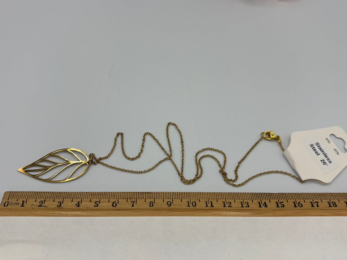 Yellow Leaf 20" Stainless Steel Necklace