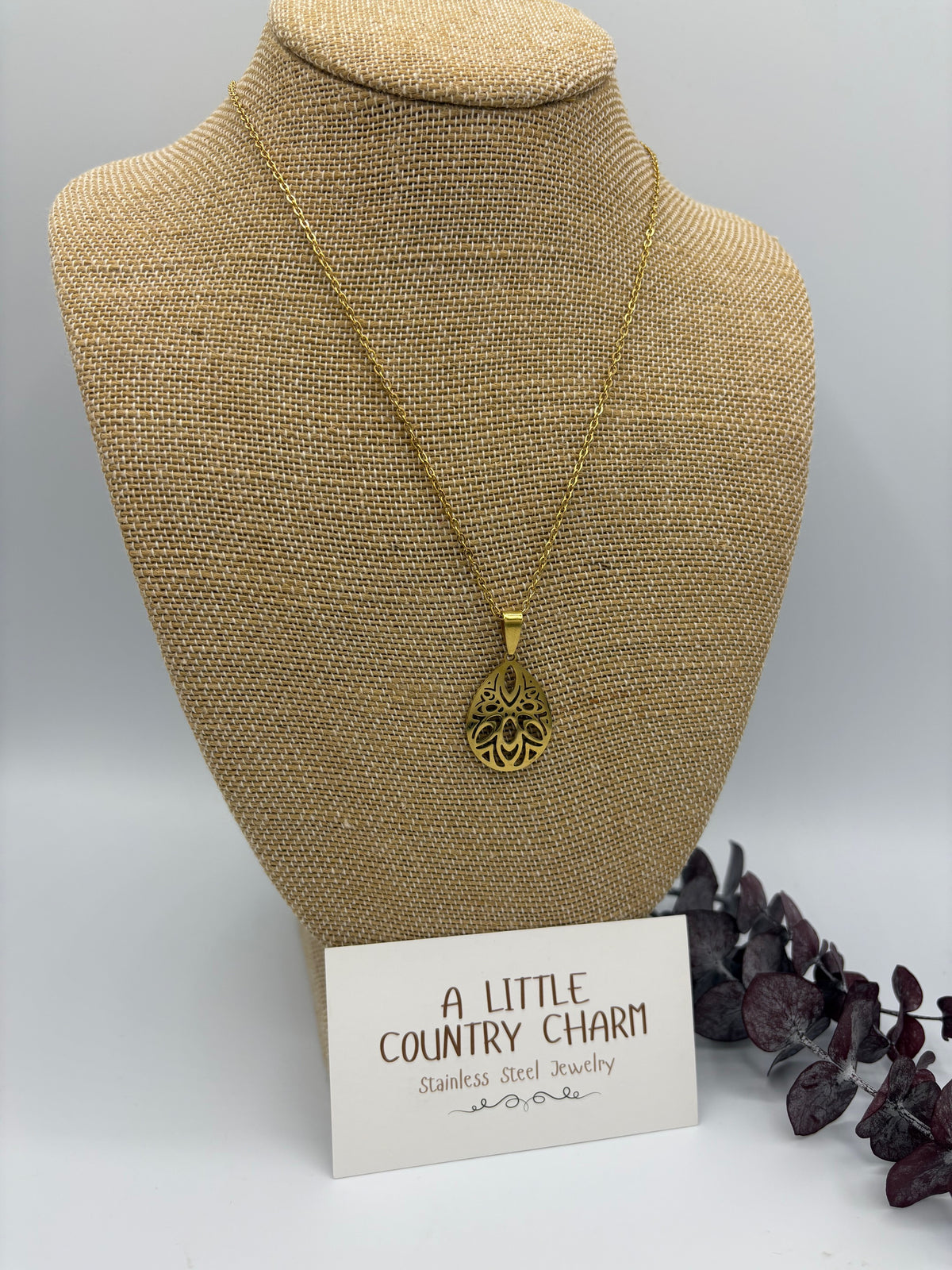 Golden Lattice 18" Stainless Steel Necklace