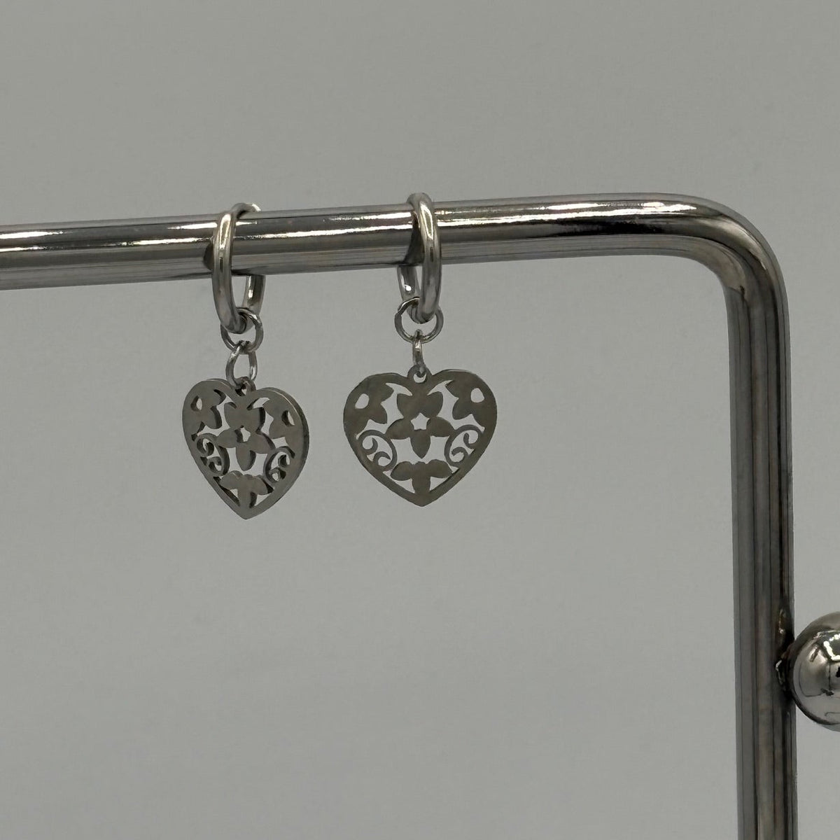 Floral Heart Stainless Steel Earrings