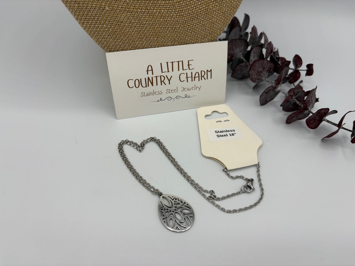 Silver Lattice 18" Stainless Steel Necklace