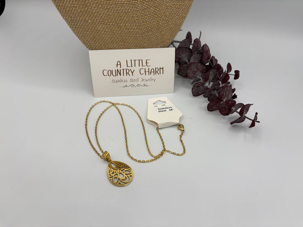 Golden Lattice 18" Stainless Steel Necklace