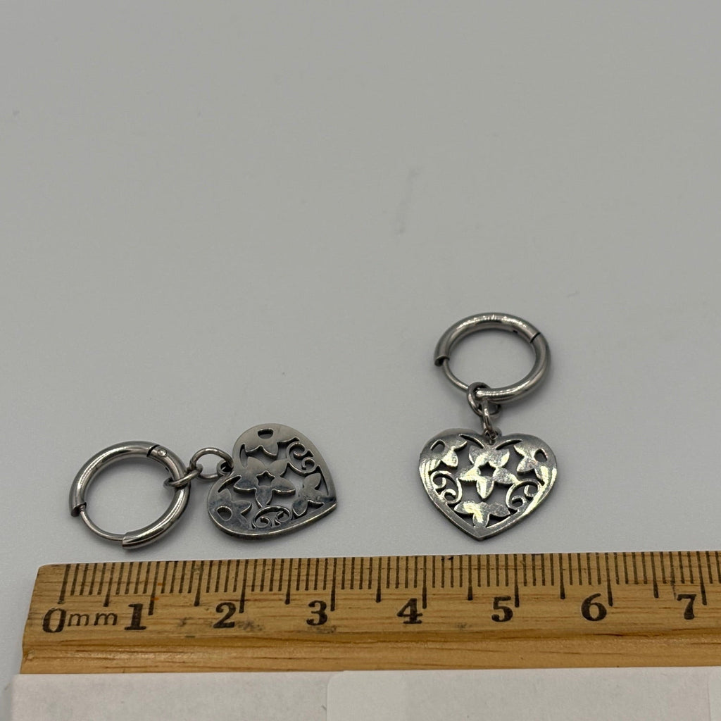 Floral Heart Stainless Steel Earrings