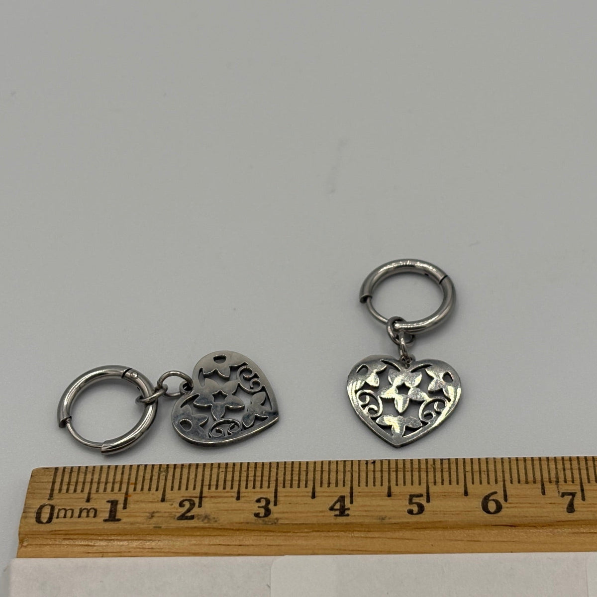 Floral Heart Stainless Steel Earrings