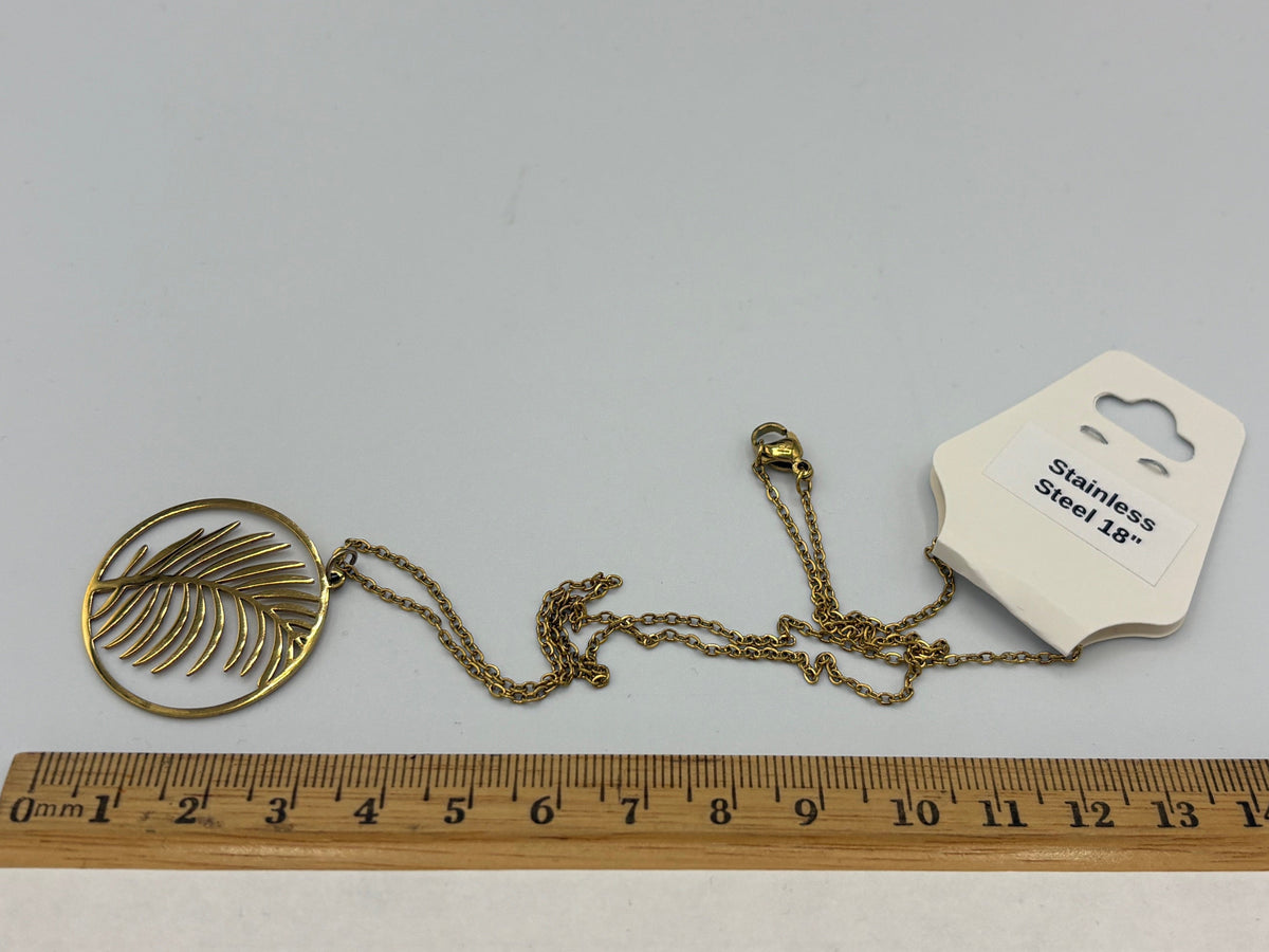 Beachy Palm 18" Stainless Steel Necklace