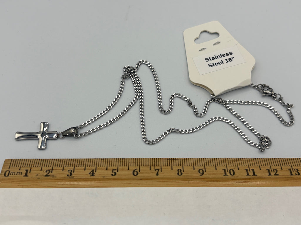 Reversable Cross 18" Stainless Steel Necklace