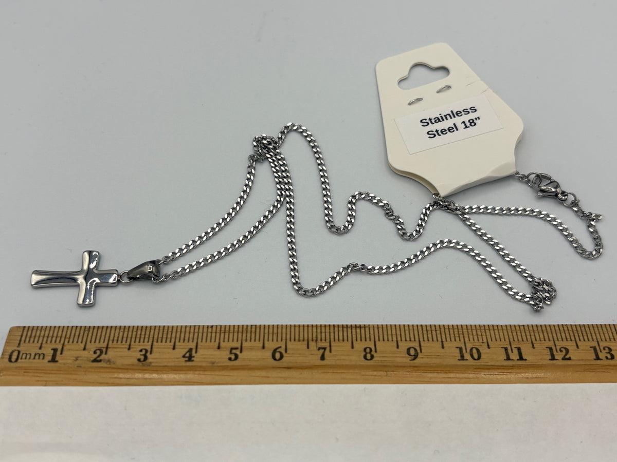 Reversable Cross 18" Stainless Steel Necklace