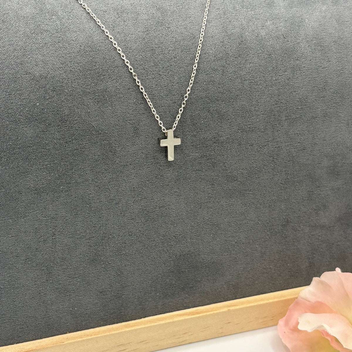 Thick Silver Cross 18" Stainless Steel Necklace