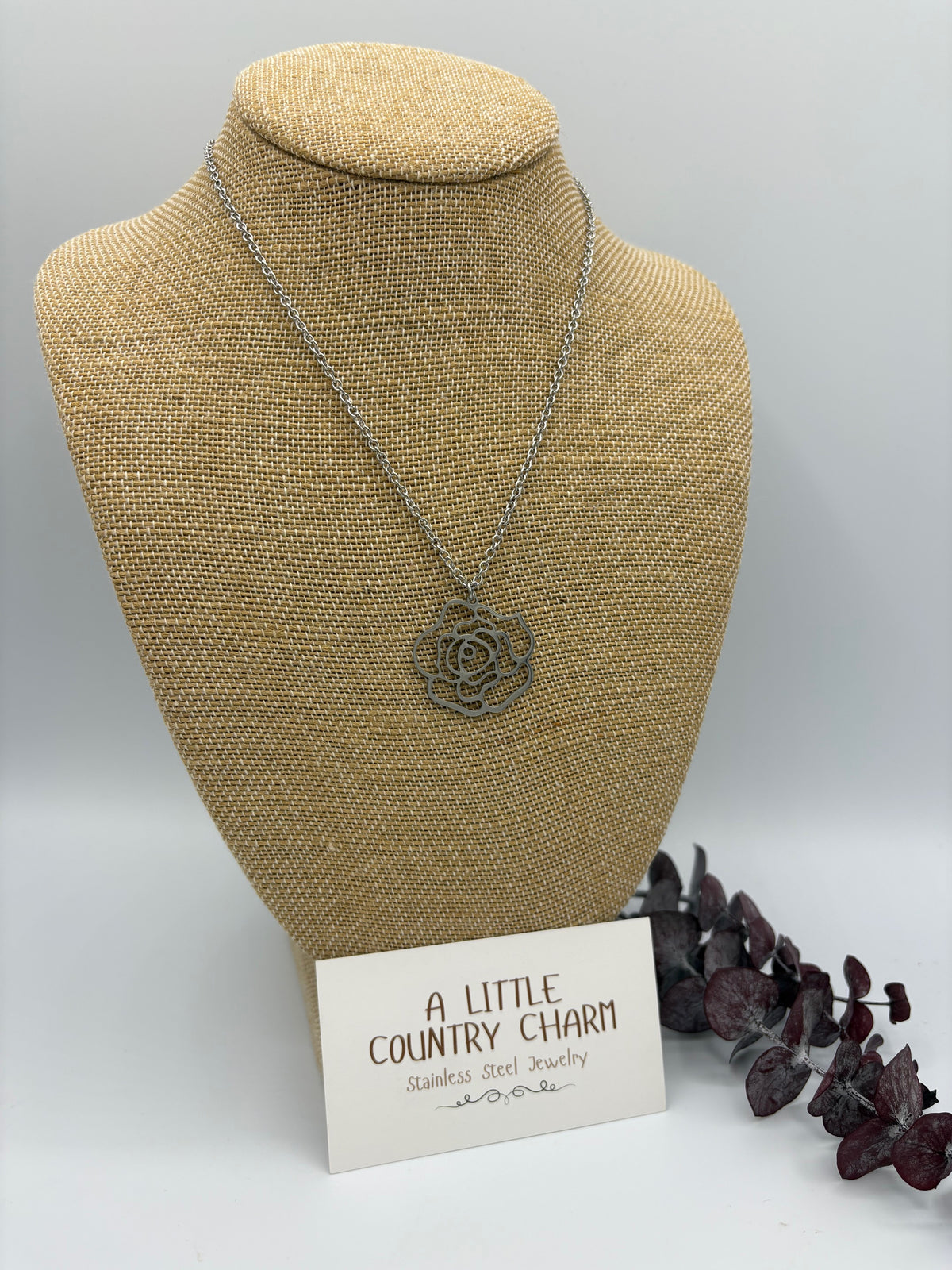 Charming Rose " Stainless Steel Necklace