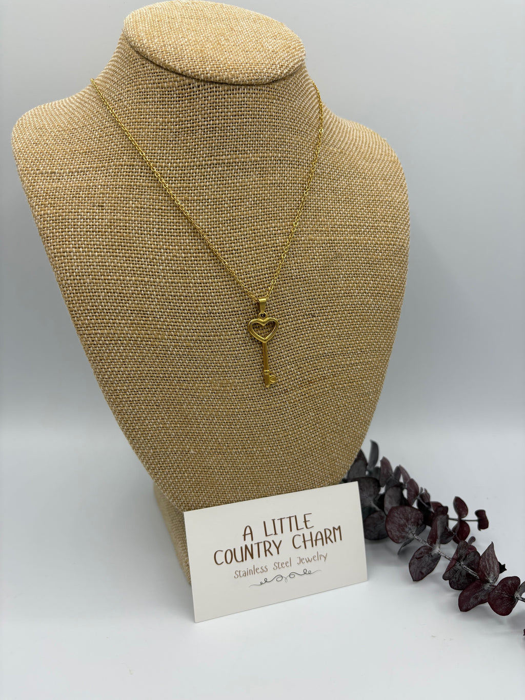 Gold Key to my Heart 20" Stainless Steel Necklace
