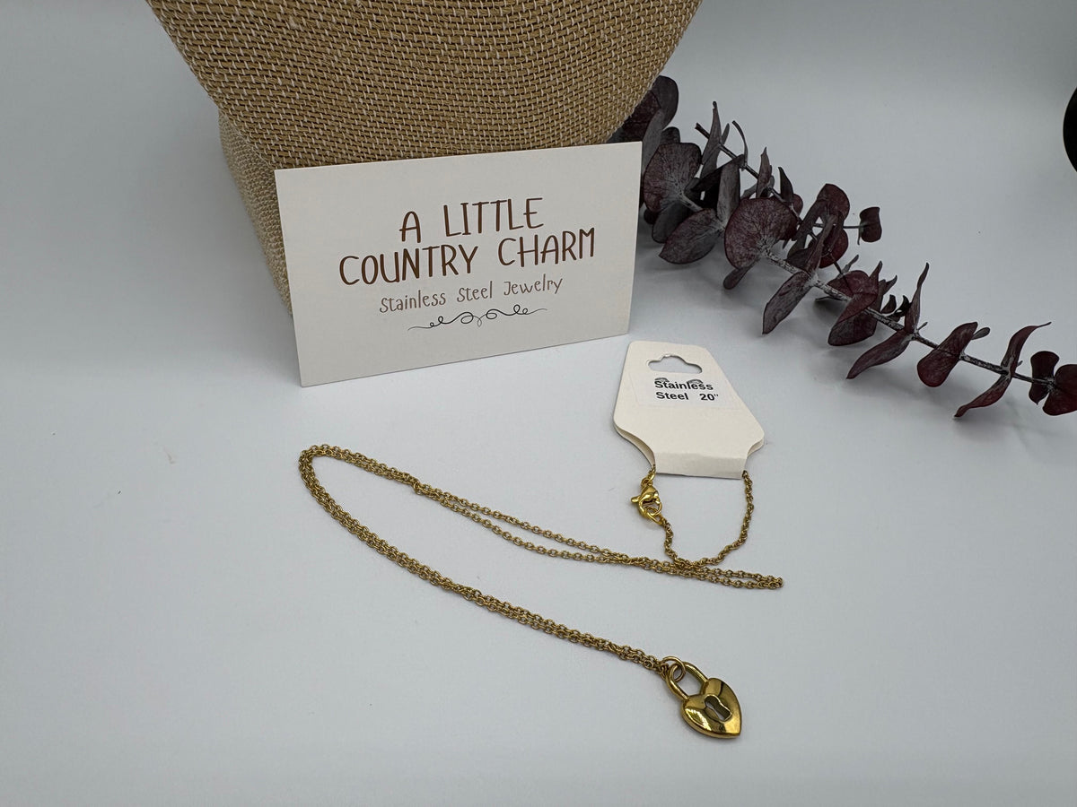 Gold Locket 20" Stainless Steel Necklace
