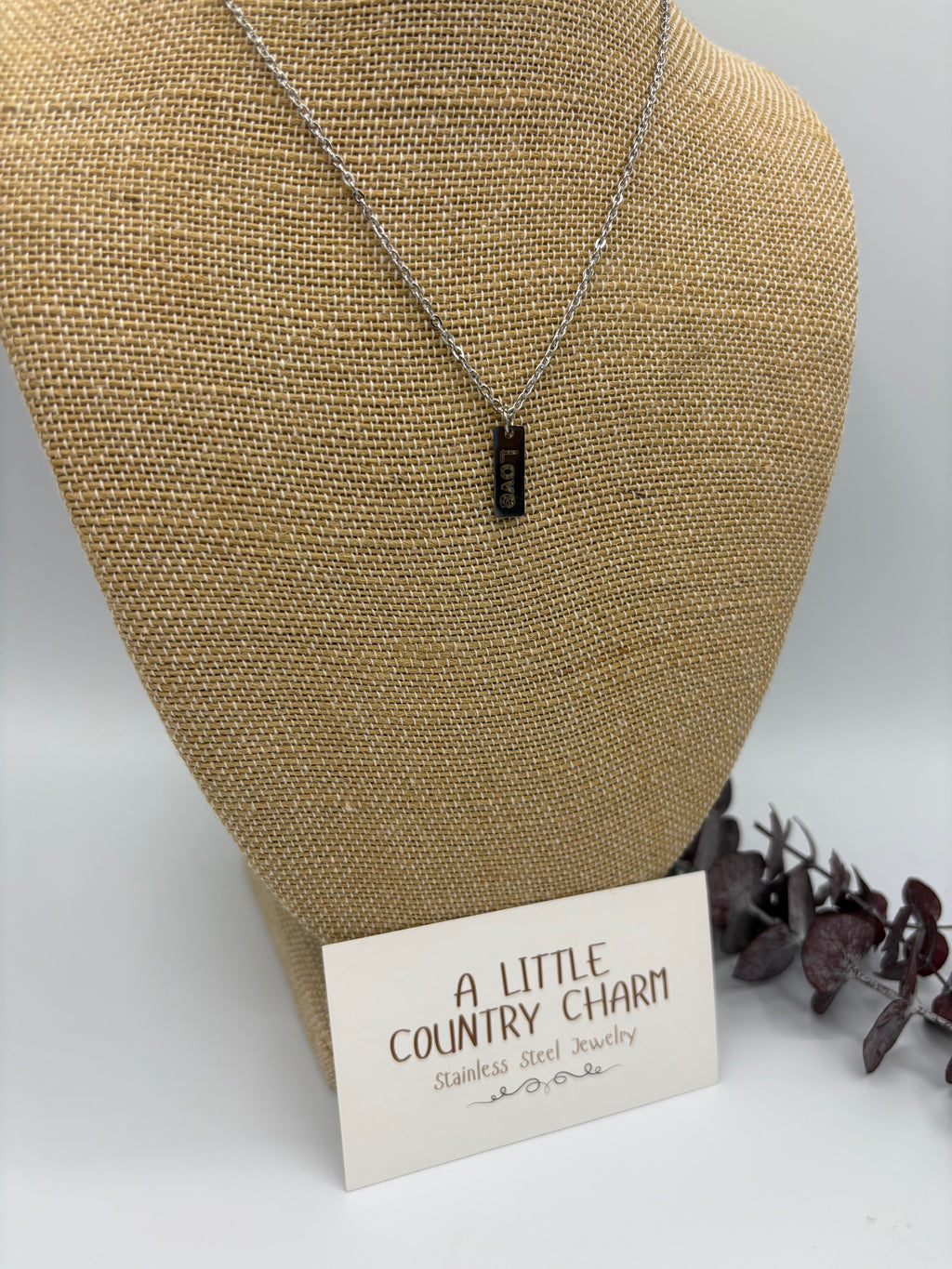 Engraved Love 18" Stainless Steel Necklace