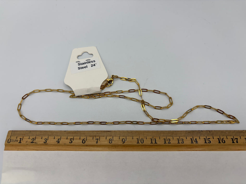 Small Gold-plated Stainless Steel Paperclip Chain