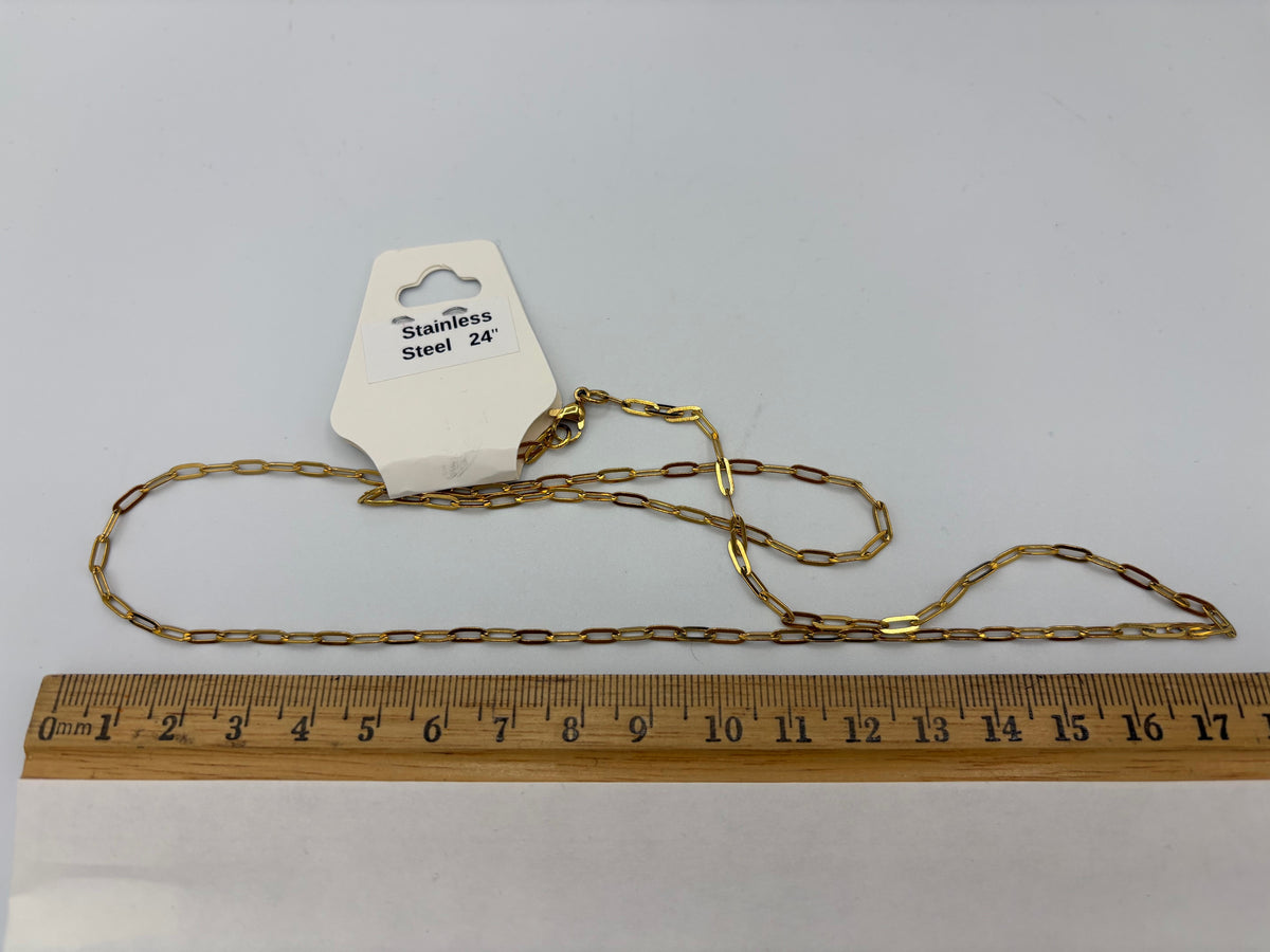 Small Gold-plated Stainless Steel Paperclip Chain