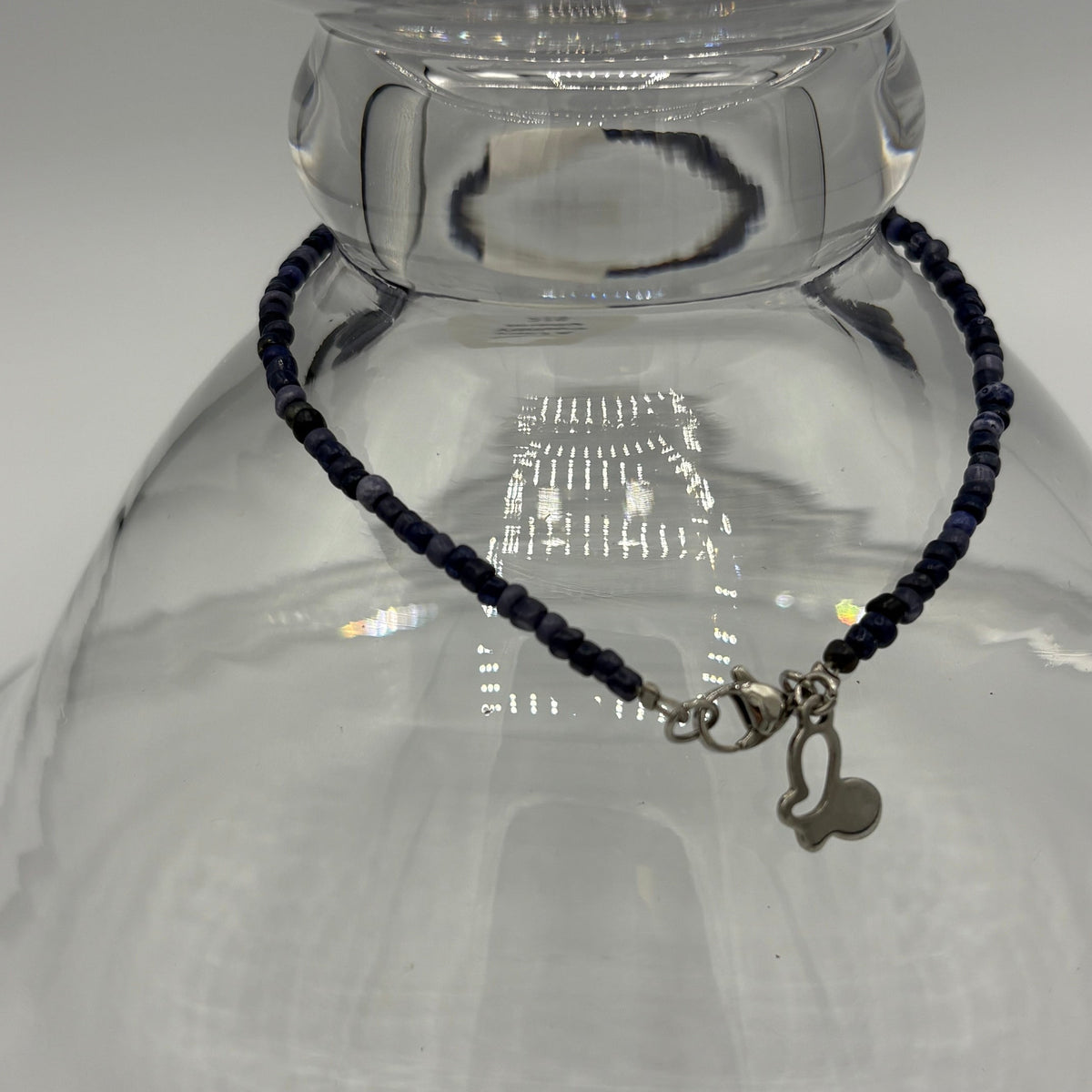 Monochrome 9" Beaded Stainless Steel Anklet