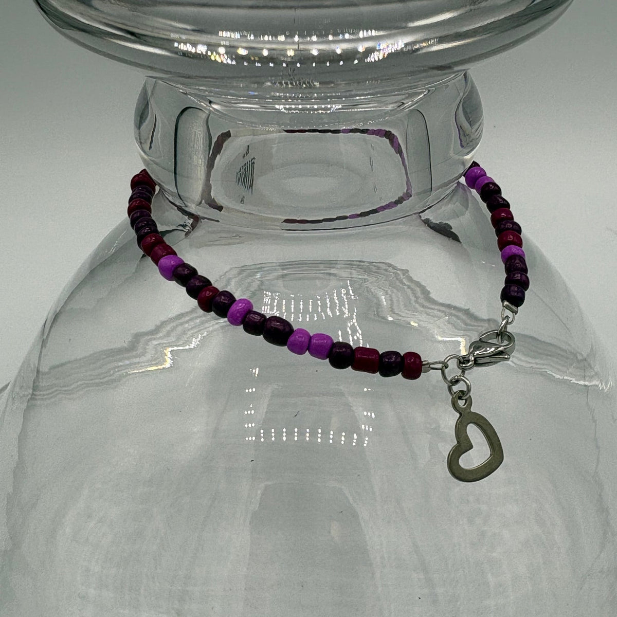 Grape Vine 9" Beaded Stainless Steel Anklet
