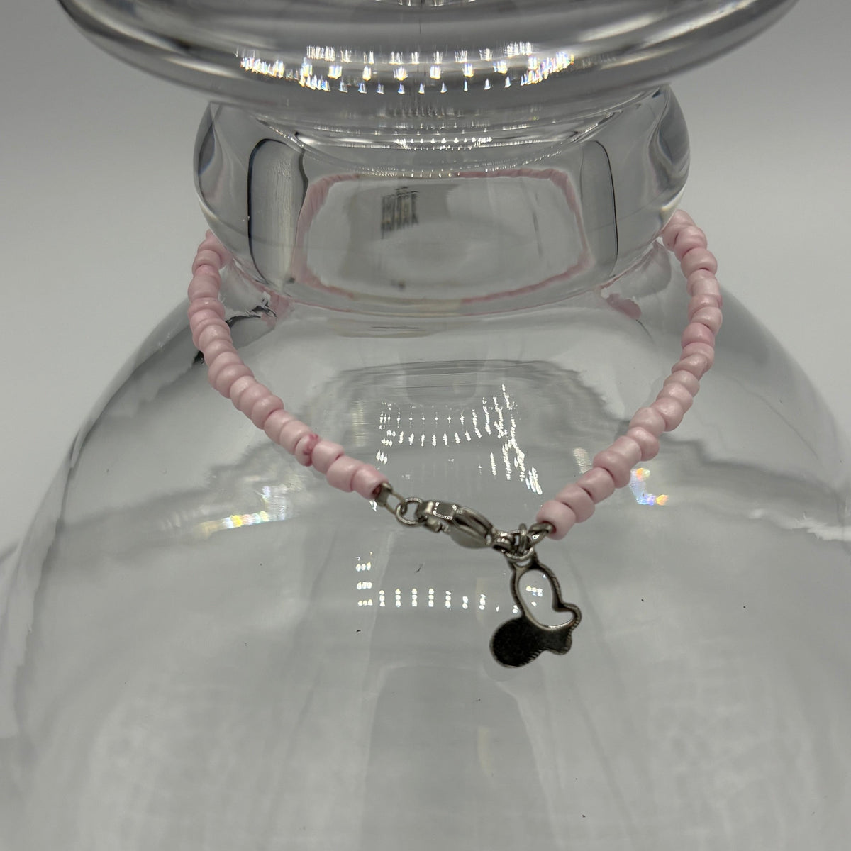 Soft Pink Butterfly 9" Beaded Stainless Steel Anklet