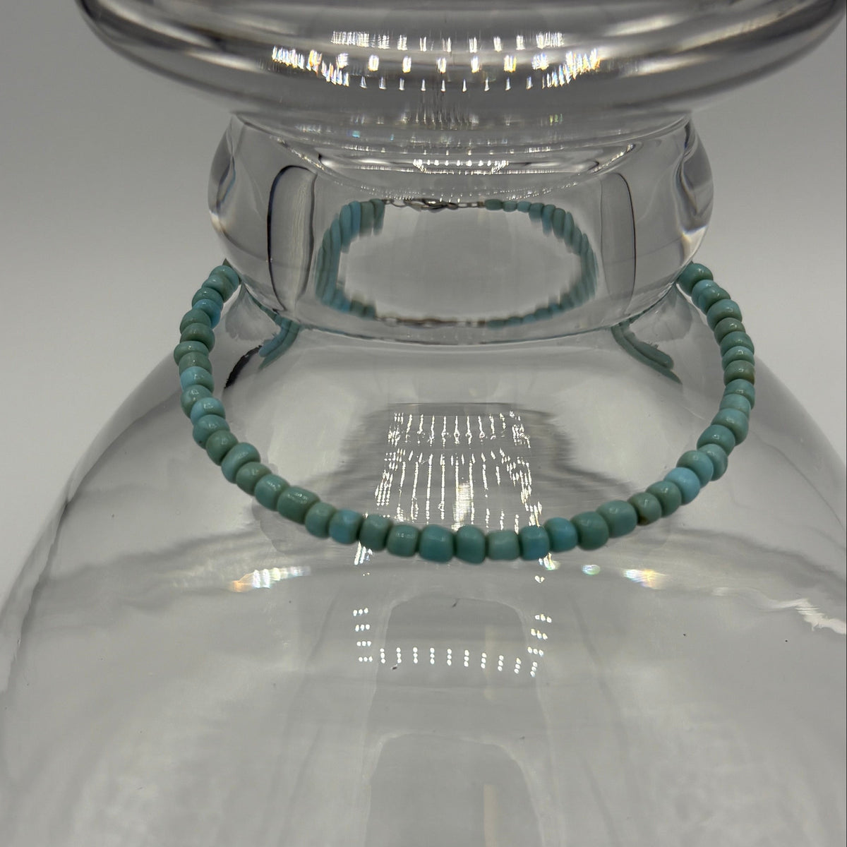 Turquoise Gem 9" Beaded Stainless Steel Anklet