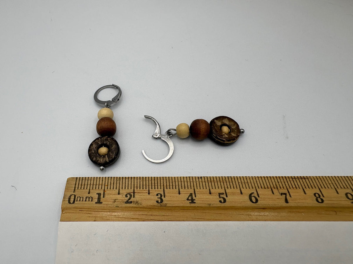 Earth Tone Harmony Drop Beaded Stainless Steel Earrings