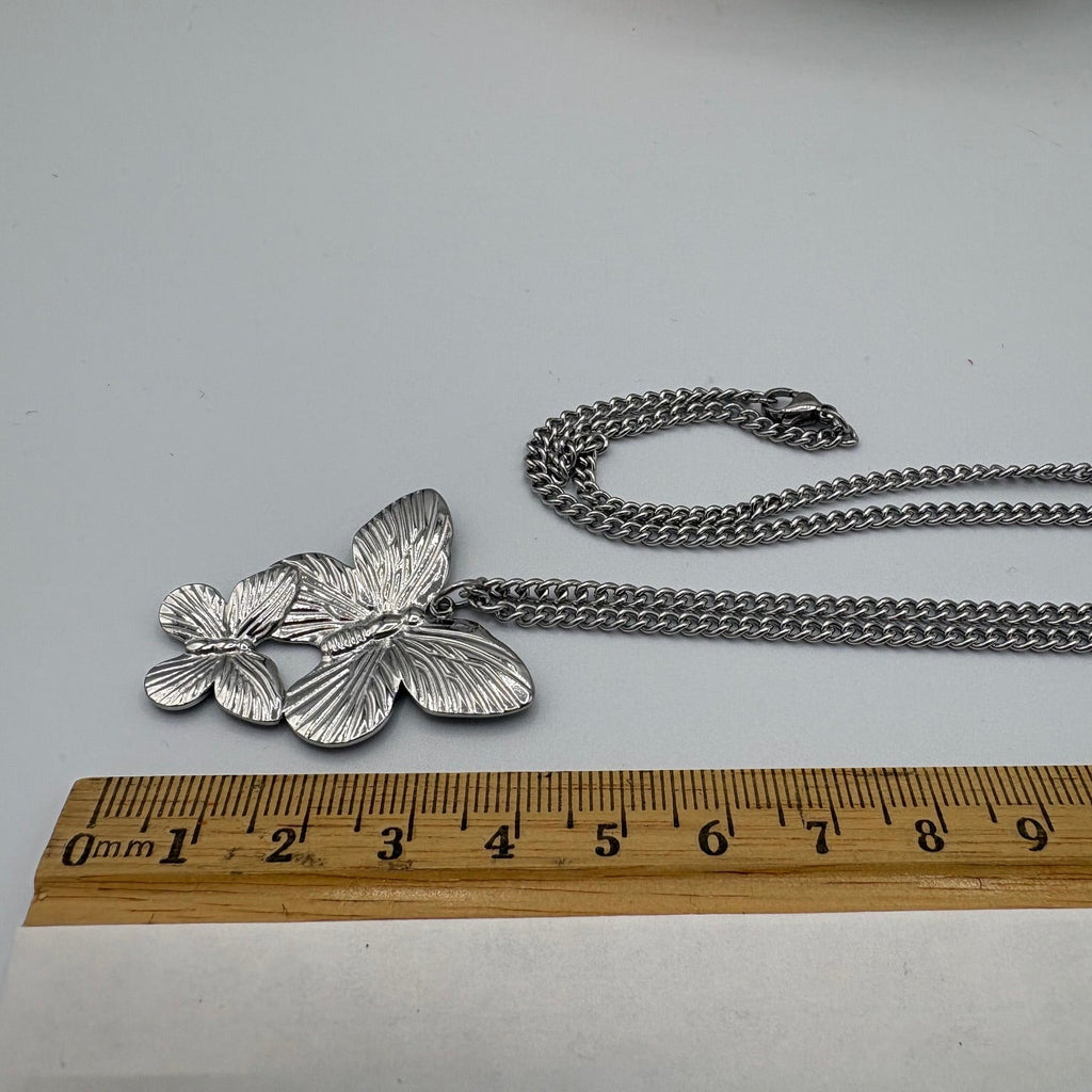Butterfly Duet 24" Stainless Steel Necklace