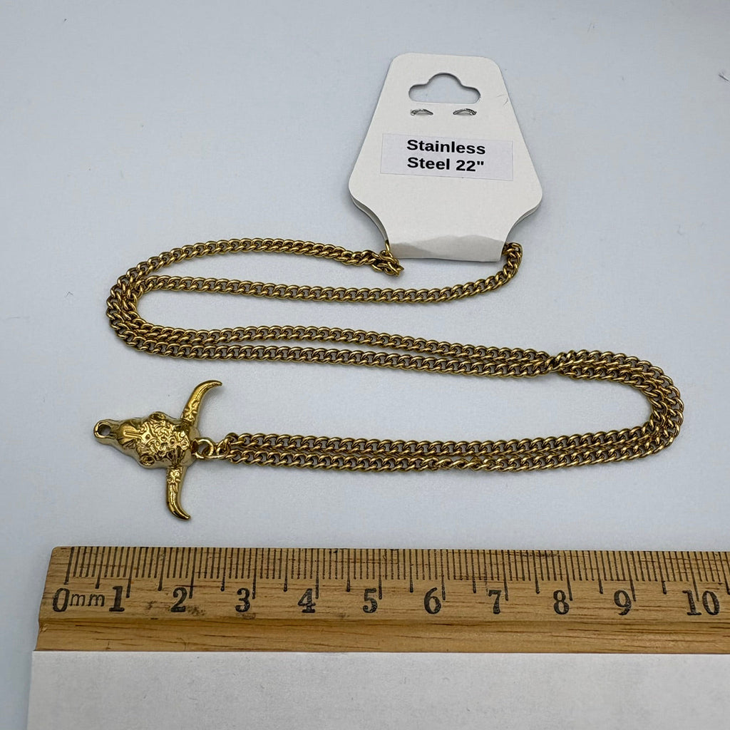 Boho Skull 22" Stainless Steel Necklace