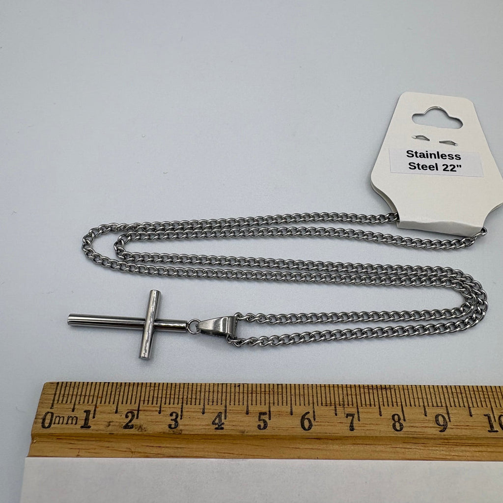 Pipe Cross 22" Stainless Steel Necklace