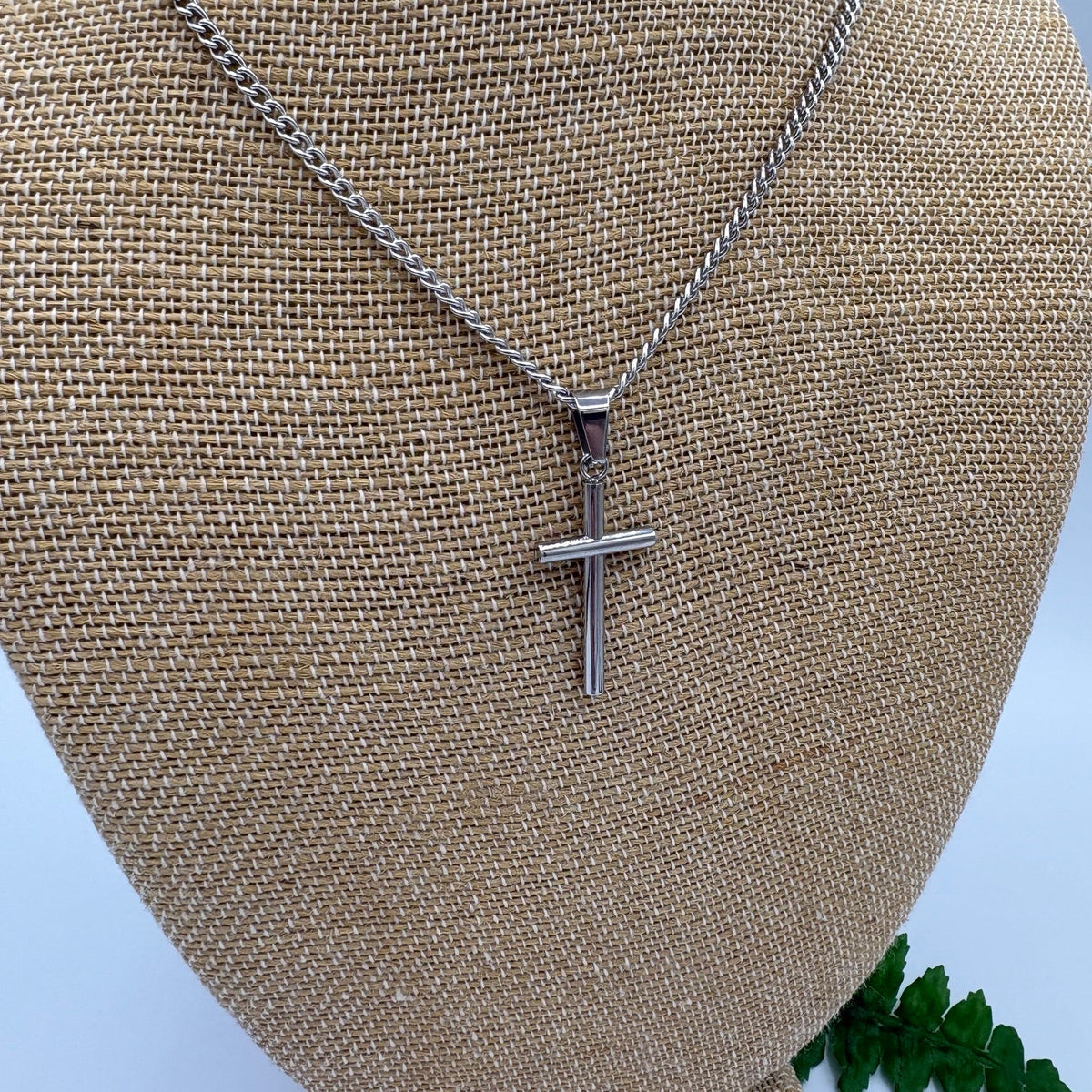 Pipe Cross 22" Stainless Steel Necklace