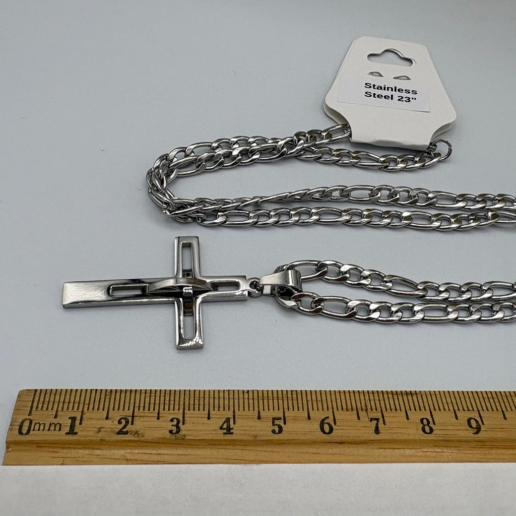 Crucifix 23" Stainless Steel Necklace