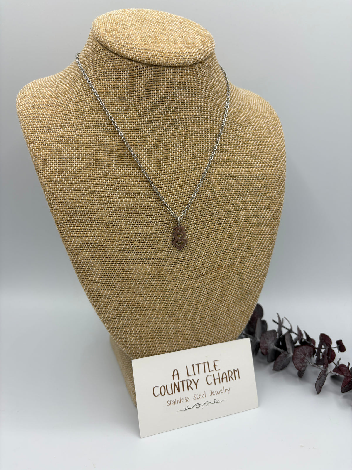 Heart Stack 18" Stainless Steel Necklace