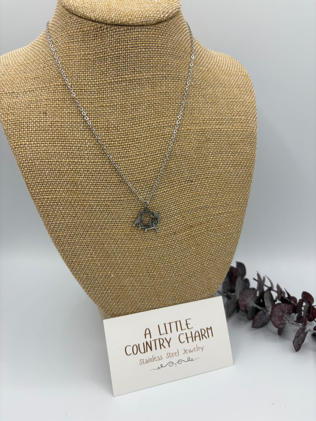 Nesting Birds 20" Stainless Steel Necklace