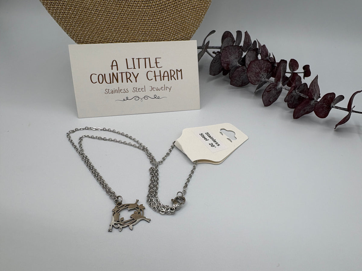 Nesting Birds 20" Stainless Steel Necklace
