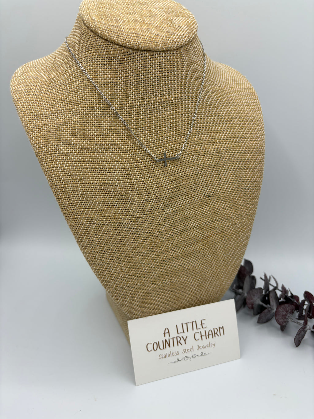 Silver Cross 16" Stainless Steel Necklace