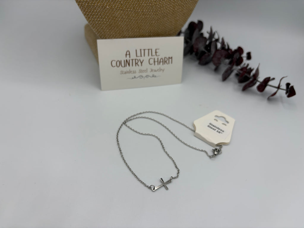 Silver Cross 16" Stainless Steel Necklace