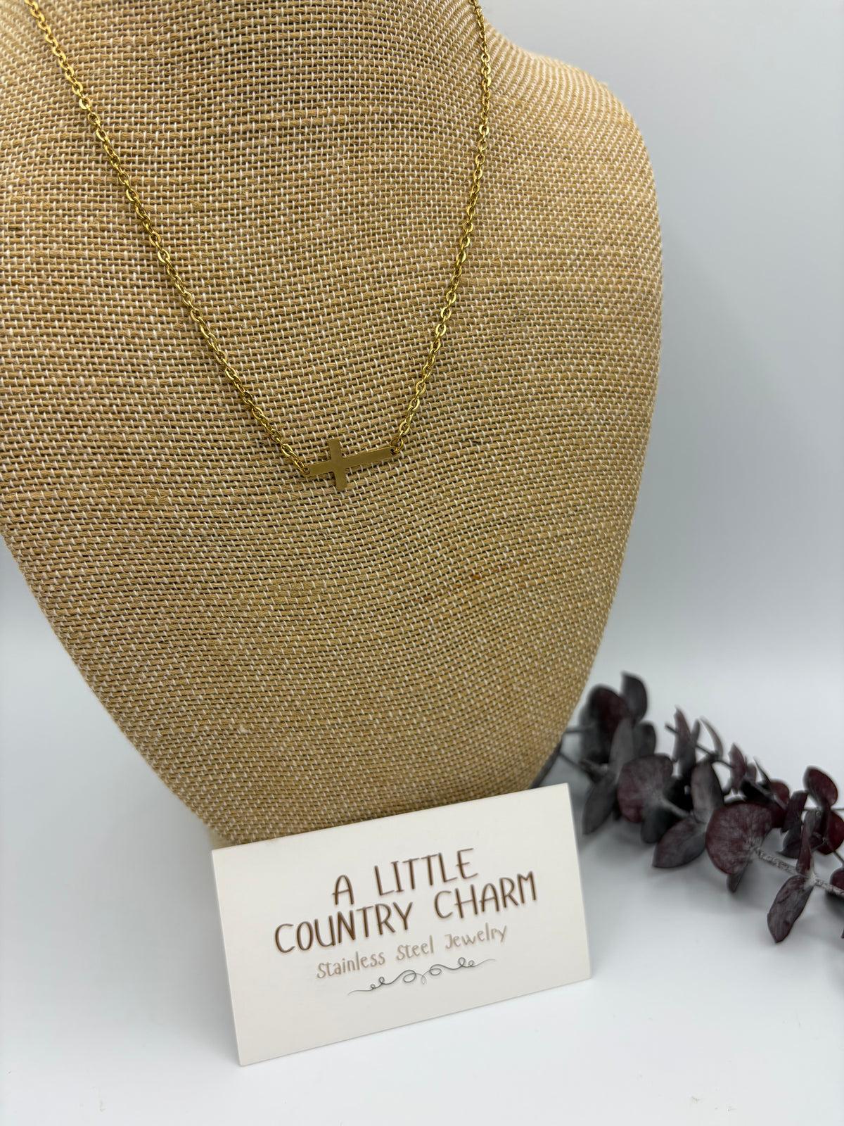 Gold Cross 18" Stainless Steel Necklace