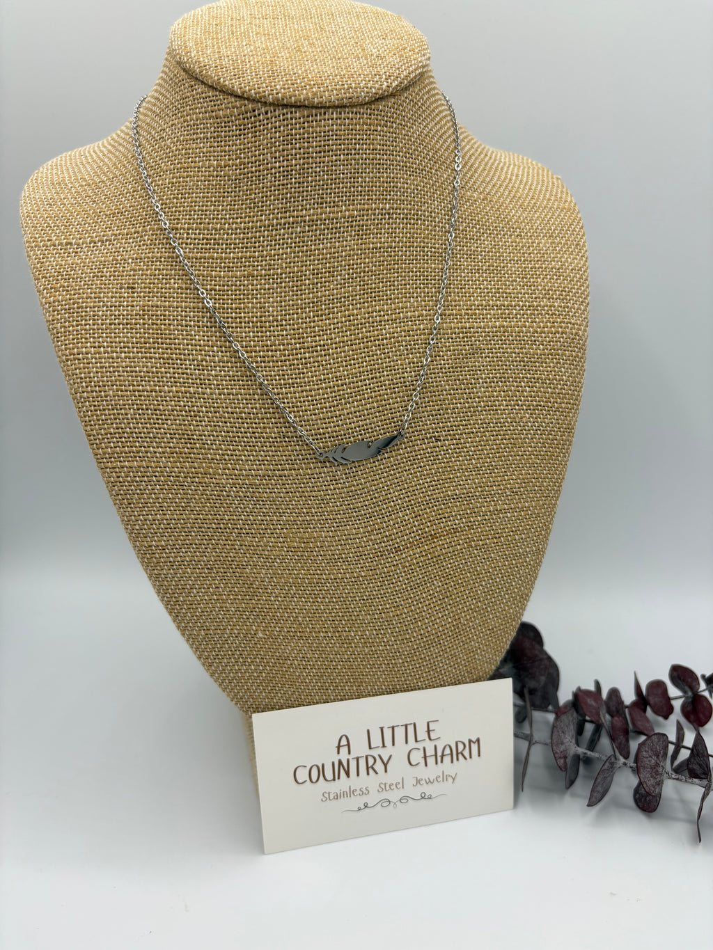 Silver Feather 18" Stainless Steel Necklace