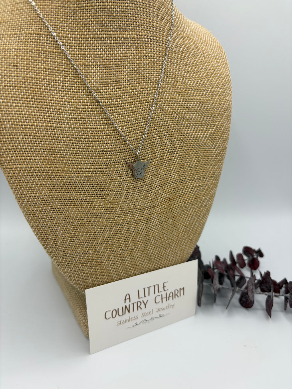 Highland Cow 18" Stainless Steel Necklace