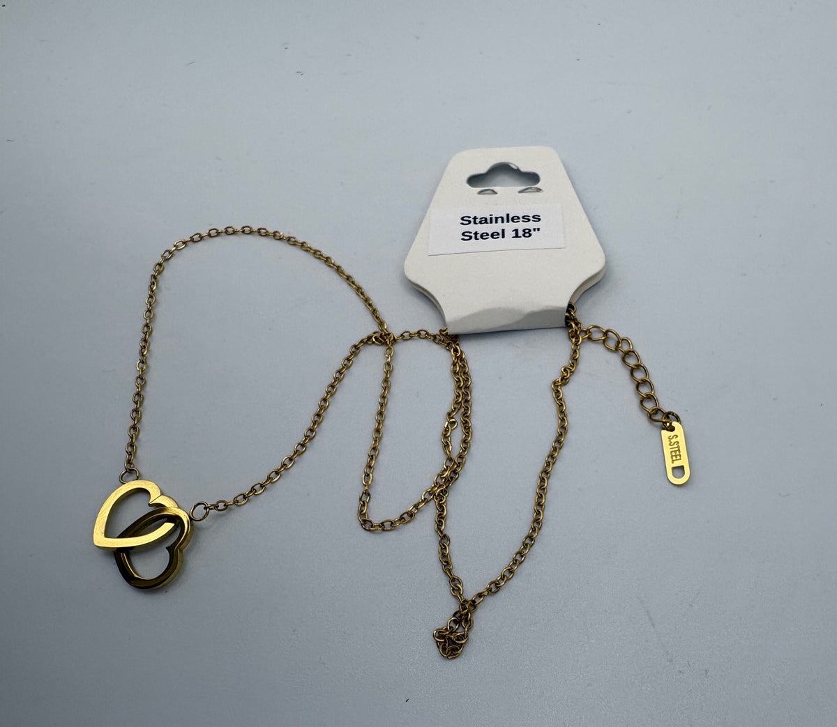 Interlocking Hearts 18" Stainless Steel Necklace