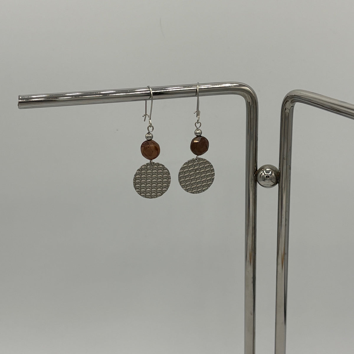 Silver Coin Beaded Stainless Steel Earrings