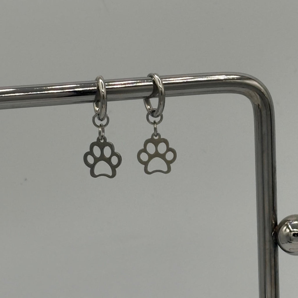 Furry Friend Paw Print Stainless Steel Earrings