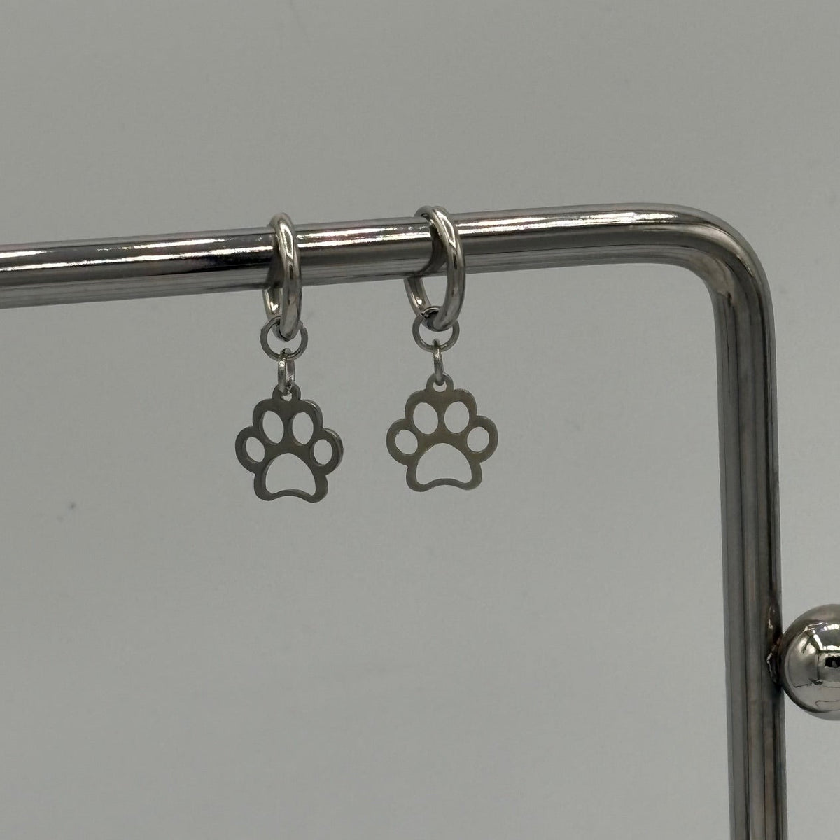 Furry Friend Paw Print Stainless Steel Earrings