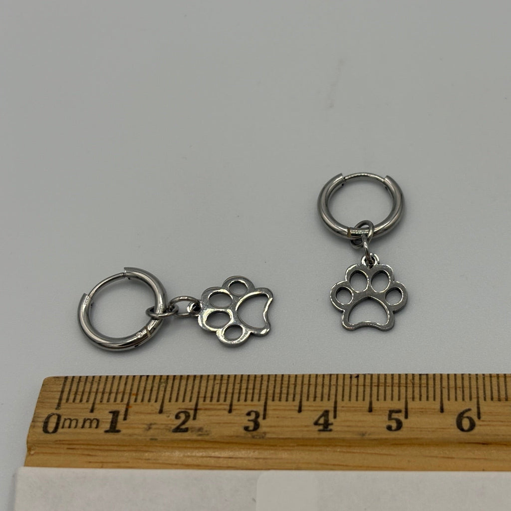 Furry Friend Paw Print Stainless Steel Earrings