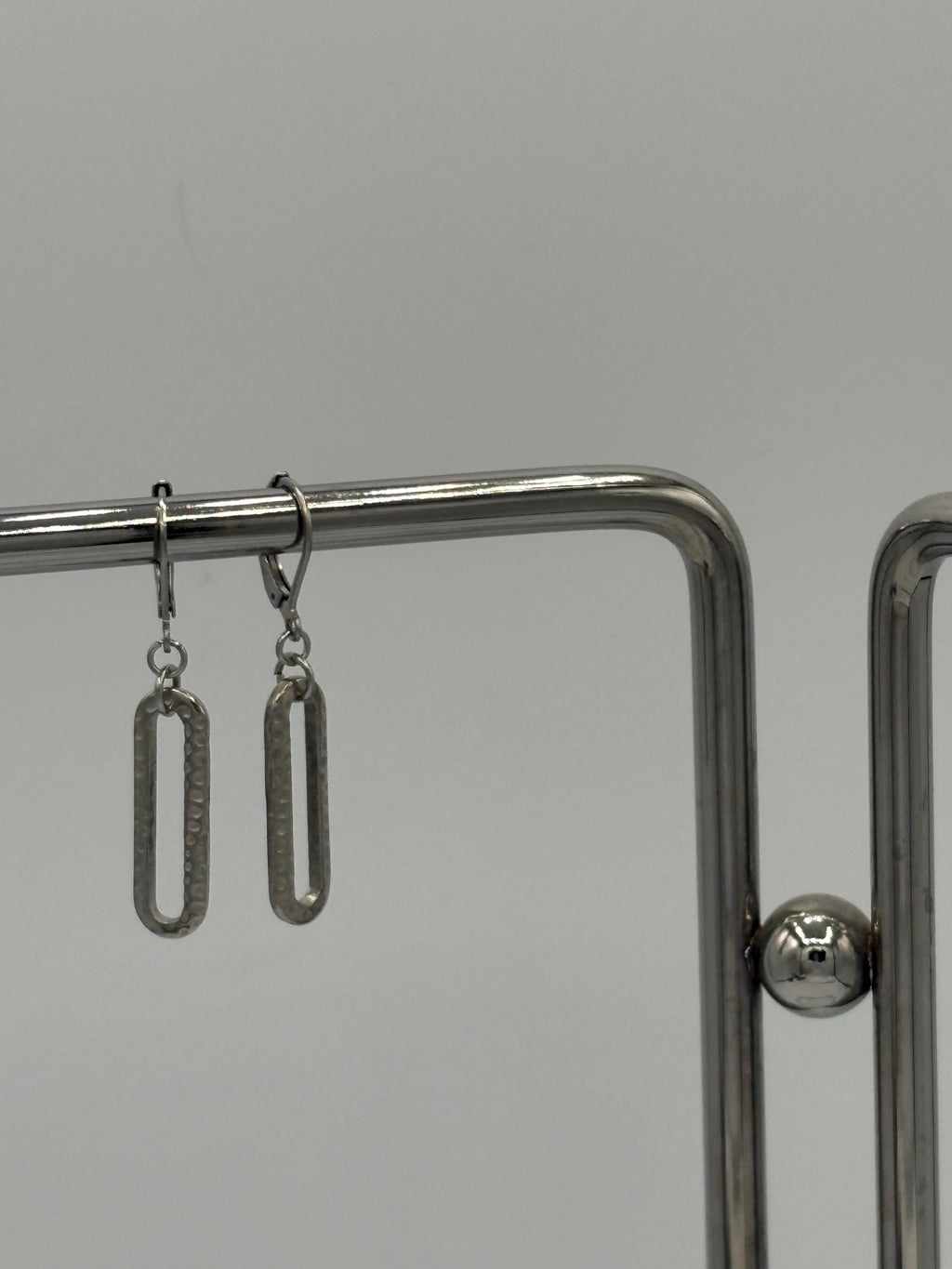 Long Hammered Ring Stainless Steel Earrings