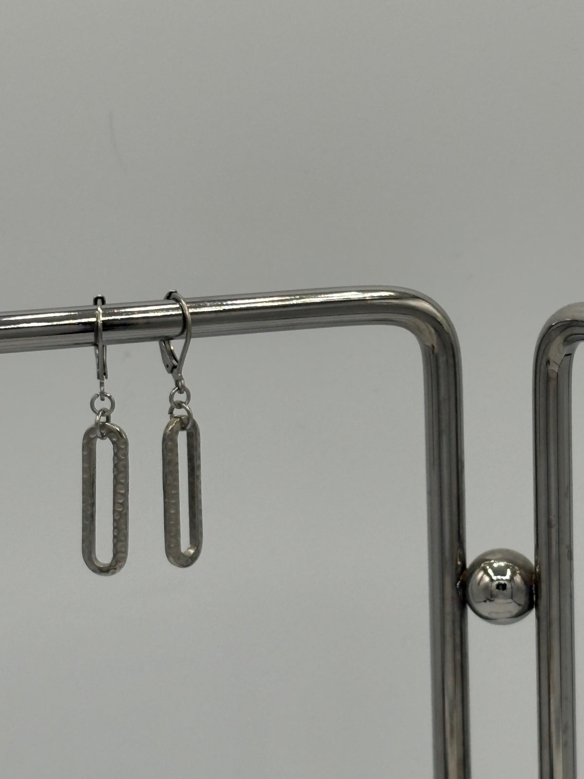Long Hammered Ring Stainless Steel Earrings