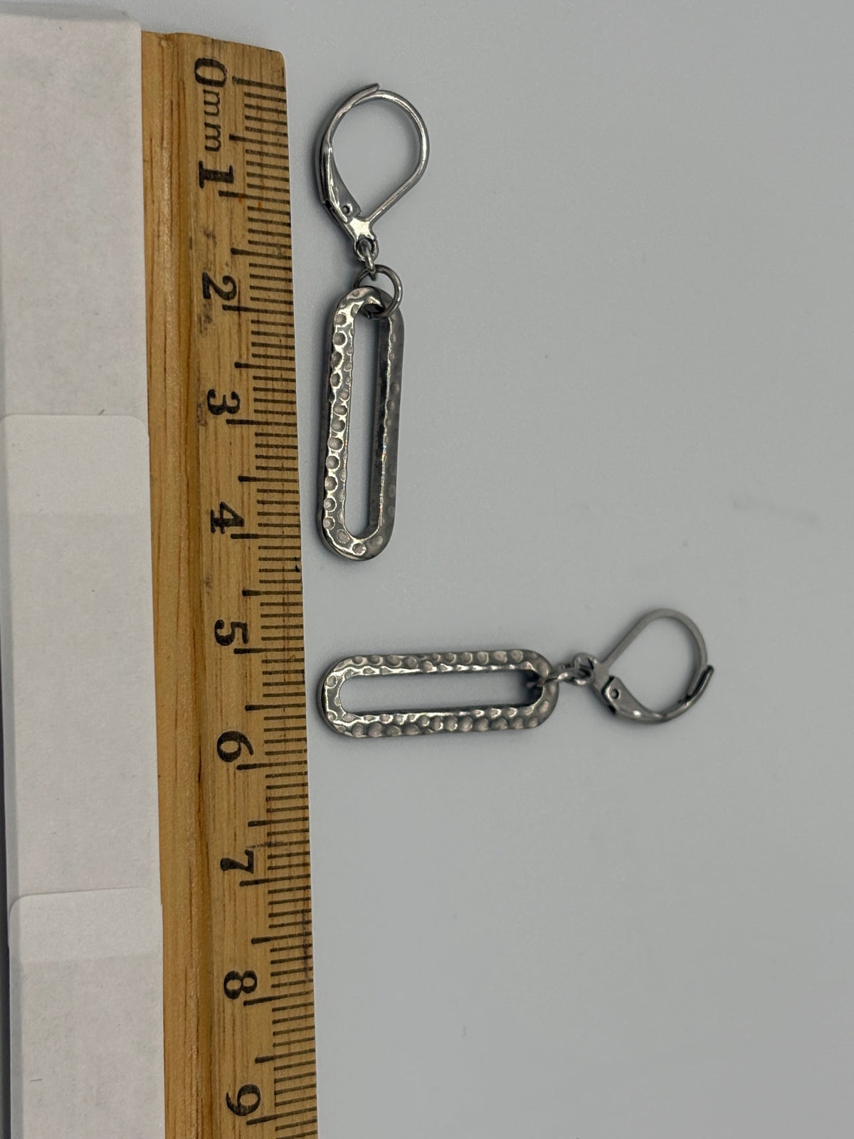 Long Hammered Ring Stainless Steel Earrings