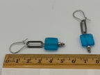 Aqua Beaded Stainless Steel Earrings